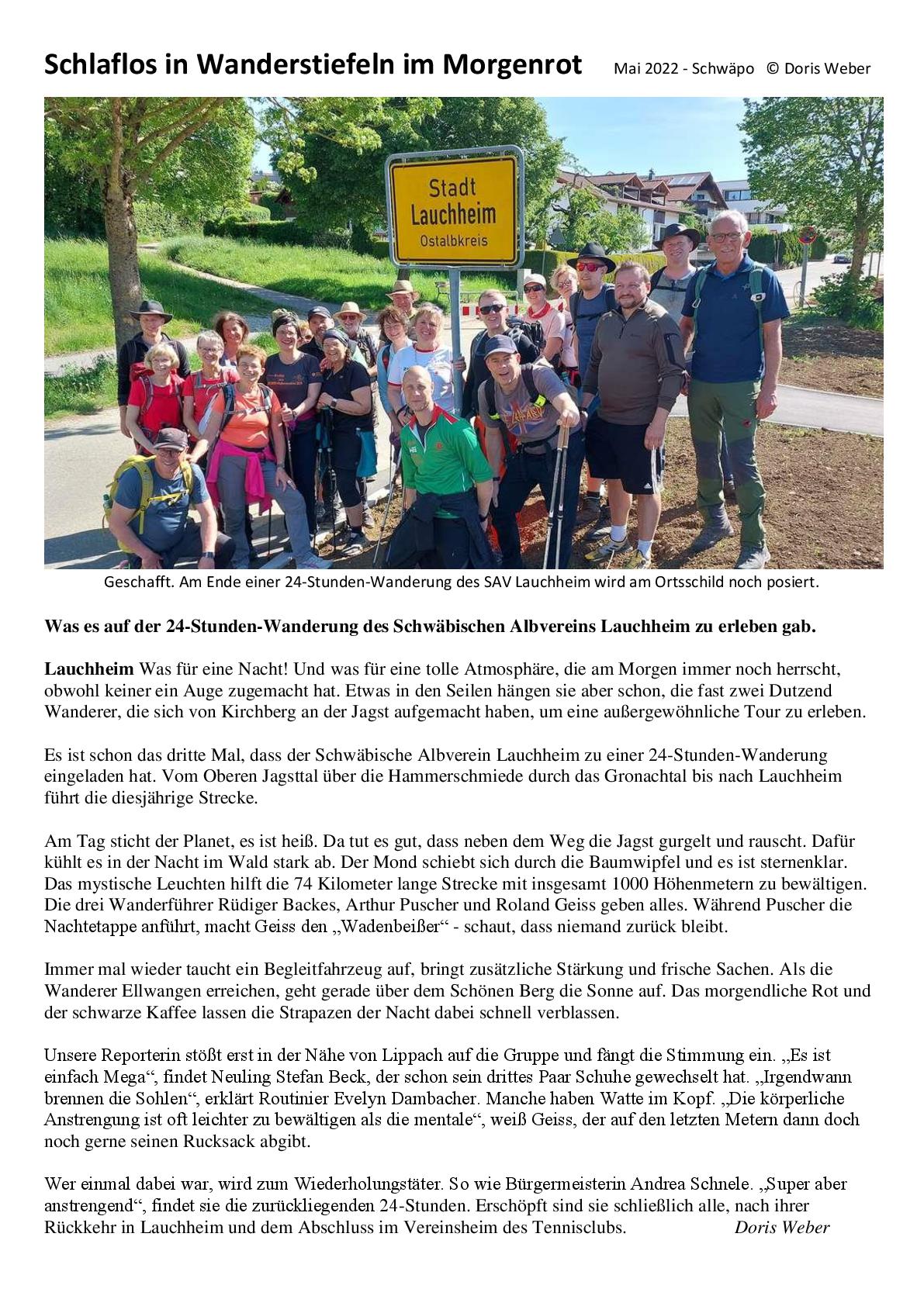 Schwäpo Bericht über die 24 Stunden Wanderung 2022 des SAV Lauchheim 001