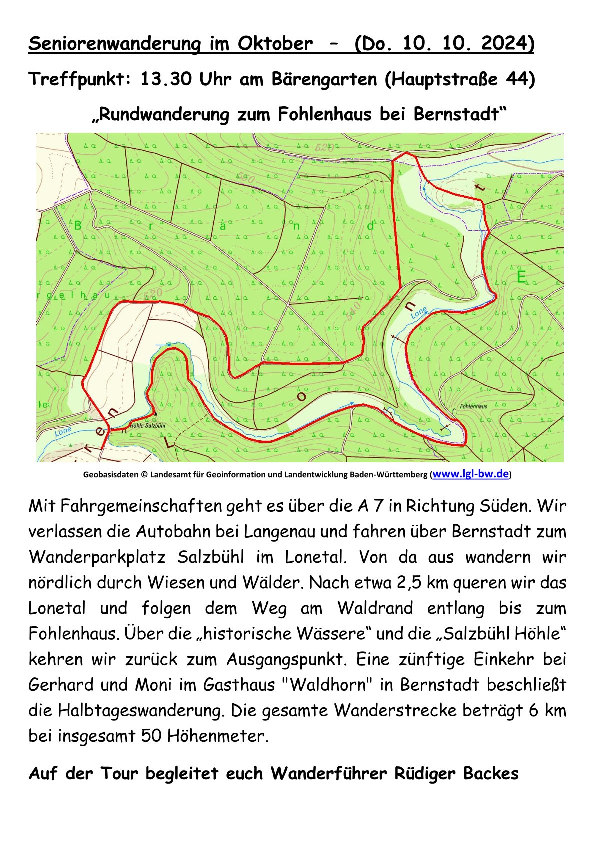 10 Rundwanderung zum Fohlenhau im Lonetal 6 km