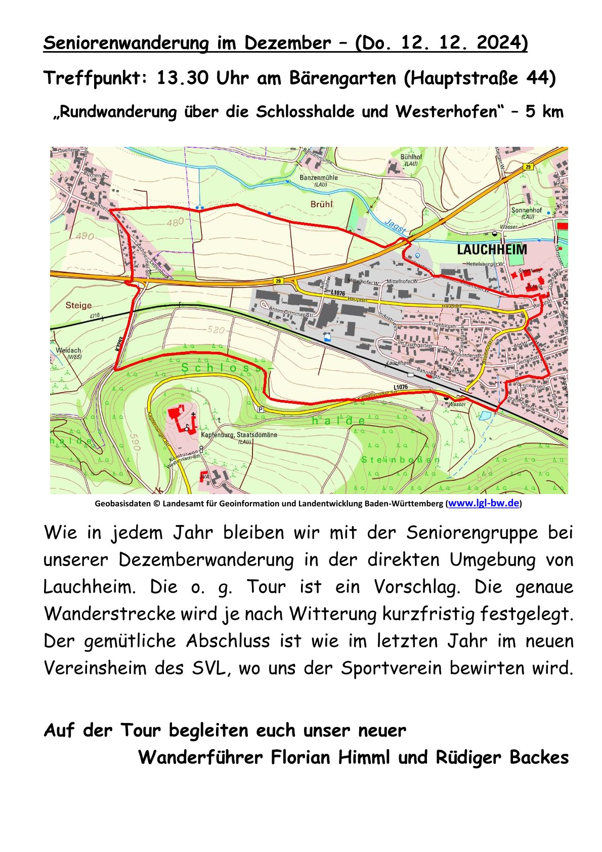 12 Rundwanderung über die Schlosshalde und Westerhofen 5 km