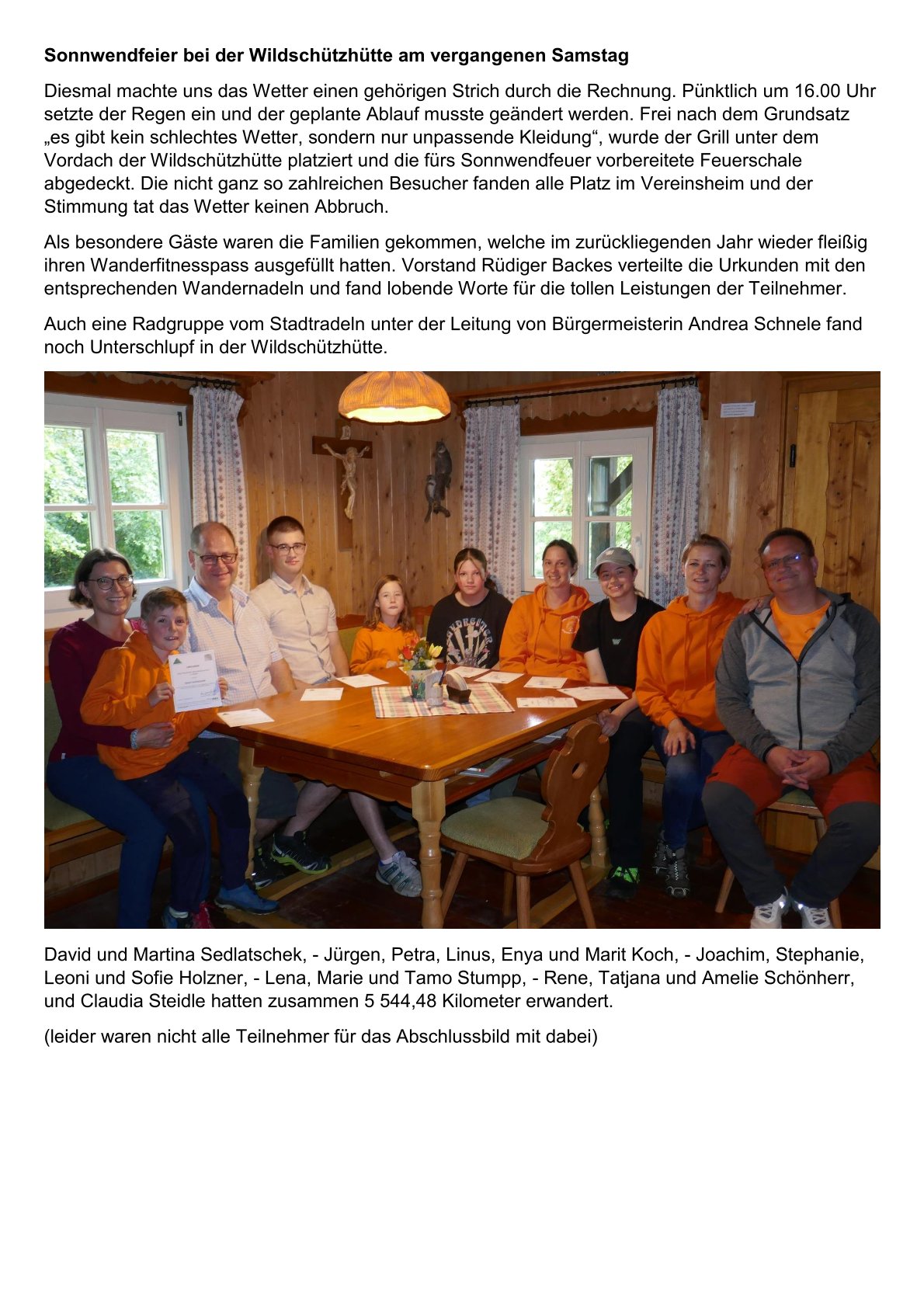 Bericht für Stadtanzeiger Sonnwendfeier 2024