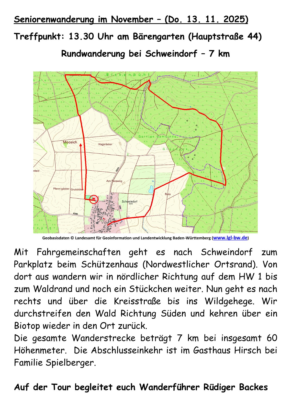 11 Rundwanderung Schweindorf 7 km Ausschreibung