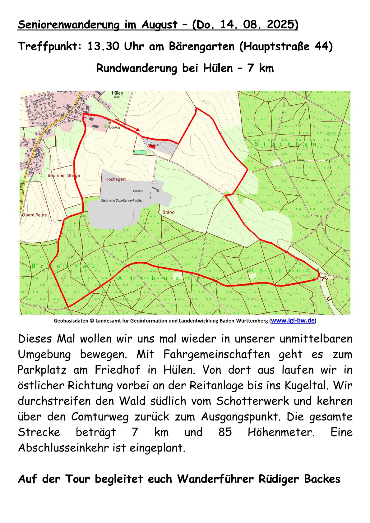 08 Rundwanderung bei Hülen 7 km Ausschreibung